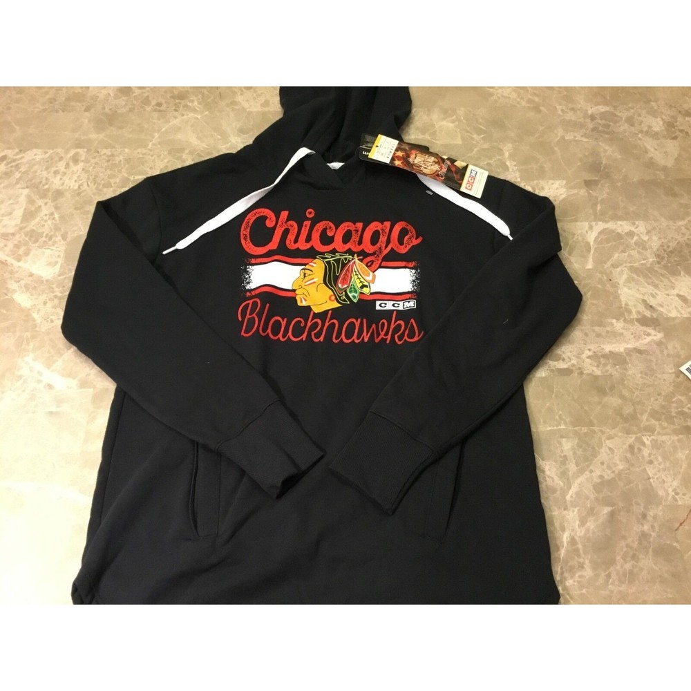 CCM Chicago Blackhawks Women's Size Small Black Bottom stripe NHL hoodie